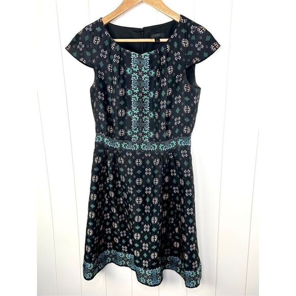 J. Crew J Crew Silk Cap Sleeve Dress in Mirrored Floral - Size 2 - Black Multi - Picture 2 of 9